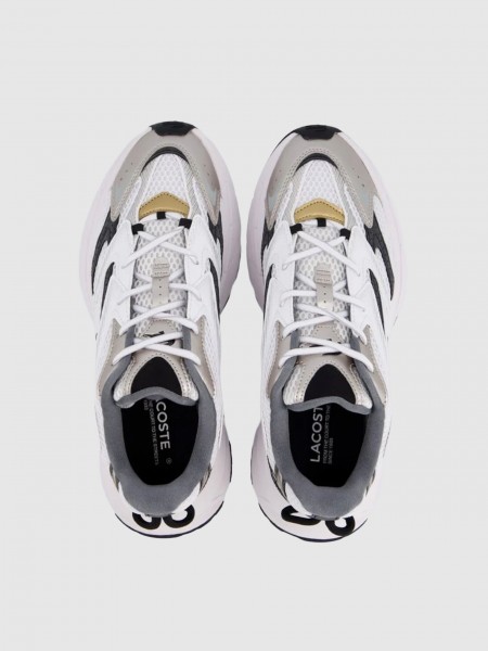 Sapatilha Lacoste Homem Mens L003 Neo Shot Sneakers Silver & Gold Pack