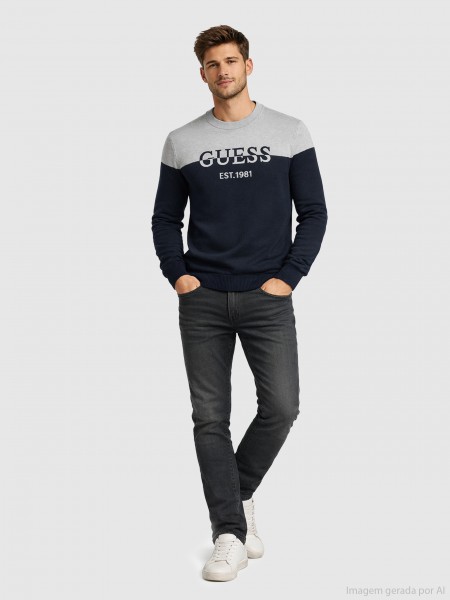 Sweatshirt Guess Homem Kantu Cn Blocking Logo Swtr