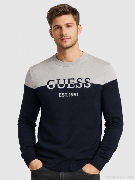 Sweatshirt Guess Homem Kantu Cn Blocking Logo Swtr