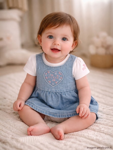 2 Pe�as Guess Menina Set 2Pcs Body + Denim Romper