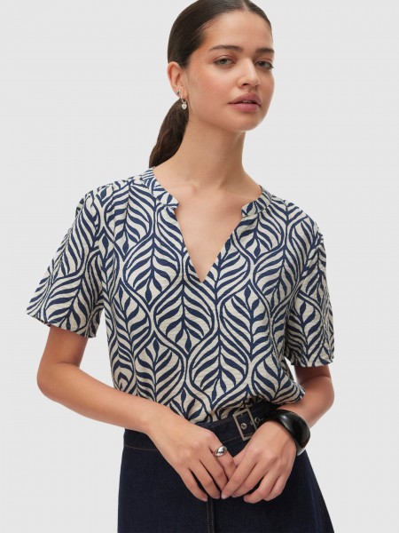 T-Shirt Vero Moda Mulher Vmjosie Ss V-Neck Gathering Top Wvn Ga