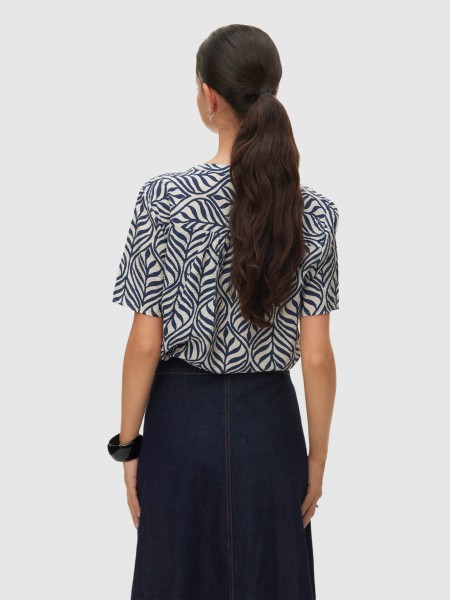 T-Shirt Vero Moda Mulher Vmjosie Ss V-Neck Gathering Top Wvn Ga