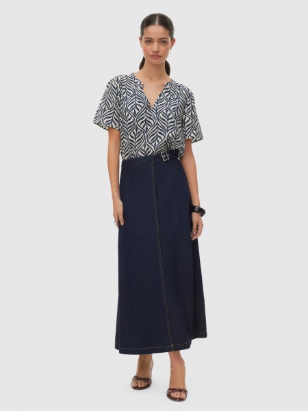 T-Shirt Vero Moda Mulher Vmjosie Ss V-Neck Gathering Top Wvn Ga