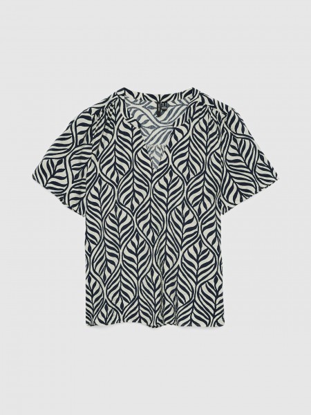 T-Shirt Vero Moda Mulher Vmjosie Ss V-Neck Gathering Top Wvn Ga
