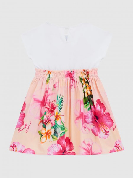 Vestido Guess Menina  Mixed Fabric Ss Dress