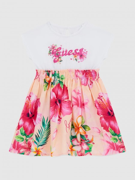 Vestido Guess Menina  Mixed Fabric Ss Dress