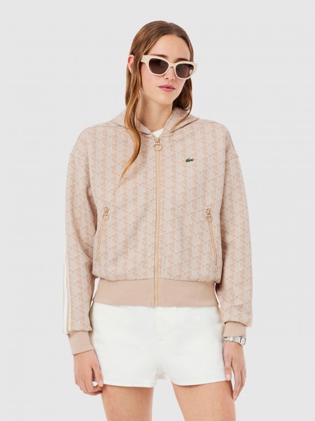 Casaco Mulher Jacquard Monogram Hoodie Lacoste