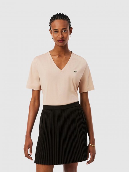 T-Shirt Mulher Relaxed Fit Soft Cotton Jersey V Neck T-Shirt Lacoste