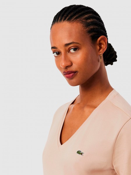 T-Shirt Lacoste Mulher V-Neck Tee-Shirts