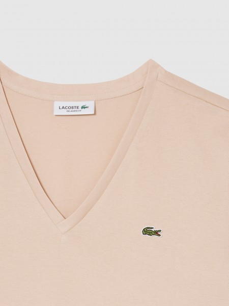 T-Shirt Lacoste Mulher V-Neck Tee-Shirts