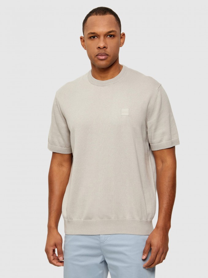 T-Shirt Man Beige Boss - Orange