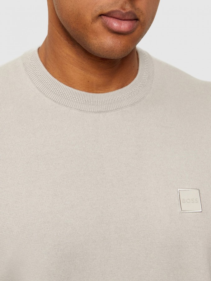 T-Shirt Man Beige Boss - Orange