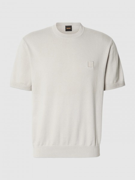 T-Shirt Man Beige Boss - Orange