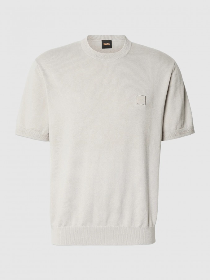 T-Shirt Man Beige Boss - Orange