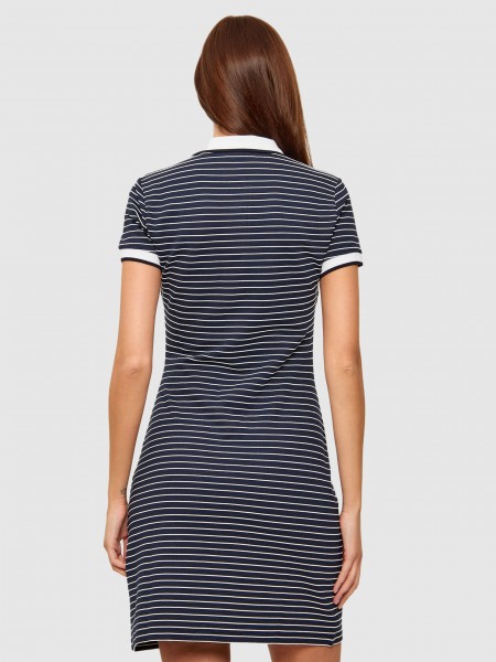 Vestido Guess Mulher Ss Polo Nk Alphonsine Striped