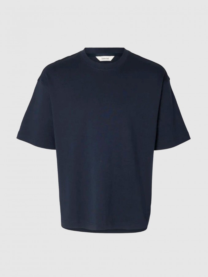 T-Shirt Man Navy Blue Selected