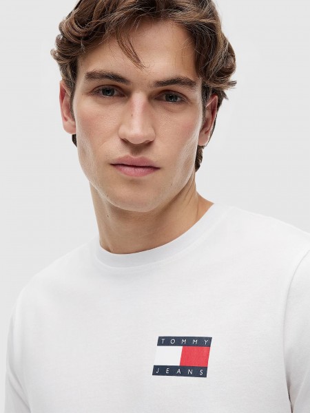 T-Shirt Tommy Jeans  Homem Tjm Slim Essential Flag Tee Ext