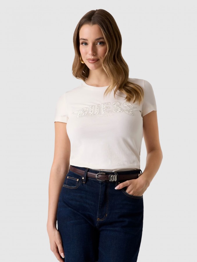 Camiseta Mujer Crema Guess