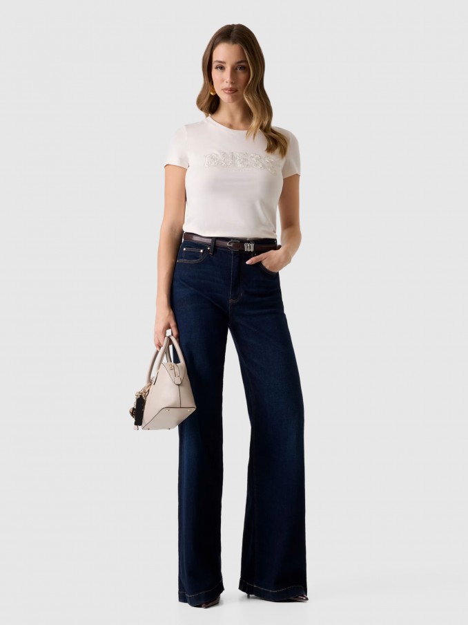 Camiseta Mujer Crema Guess