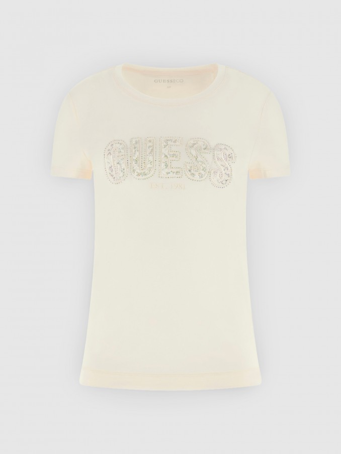 Camiseta Mujer Crema Guess