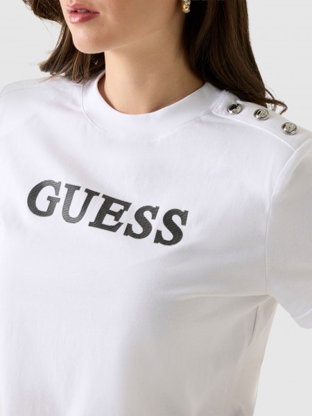 T-Shirt Guess Mulher Ss Cn Marina Crop Tee