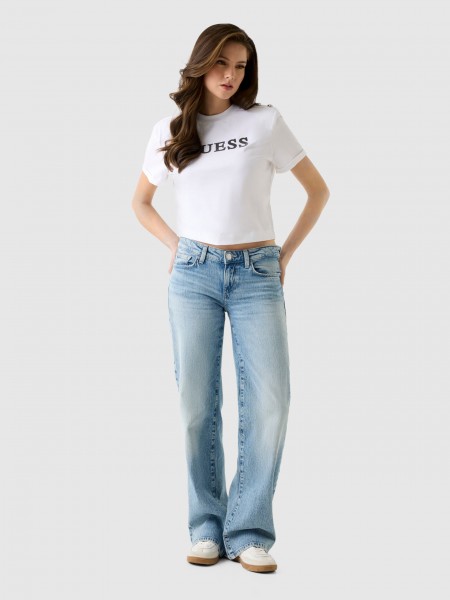 T-Shirt Guess Mulher Ss Cn Marina Crop Tee