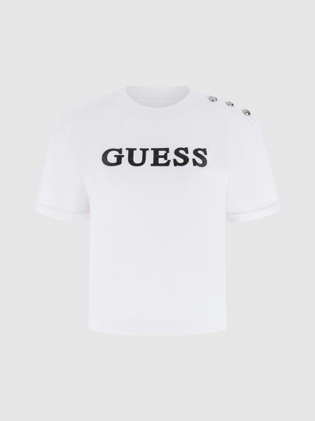 T-Shirt Guess Mulher Ss Cn Marina Crop Tee