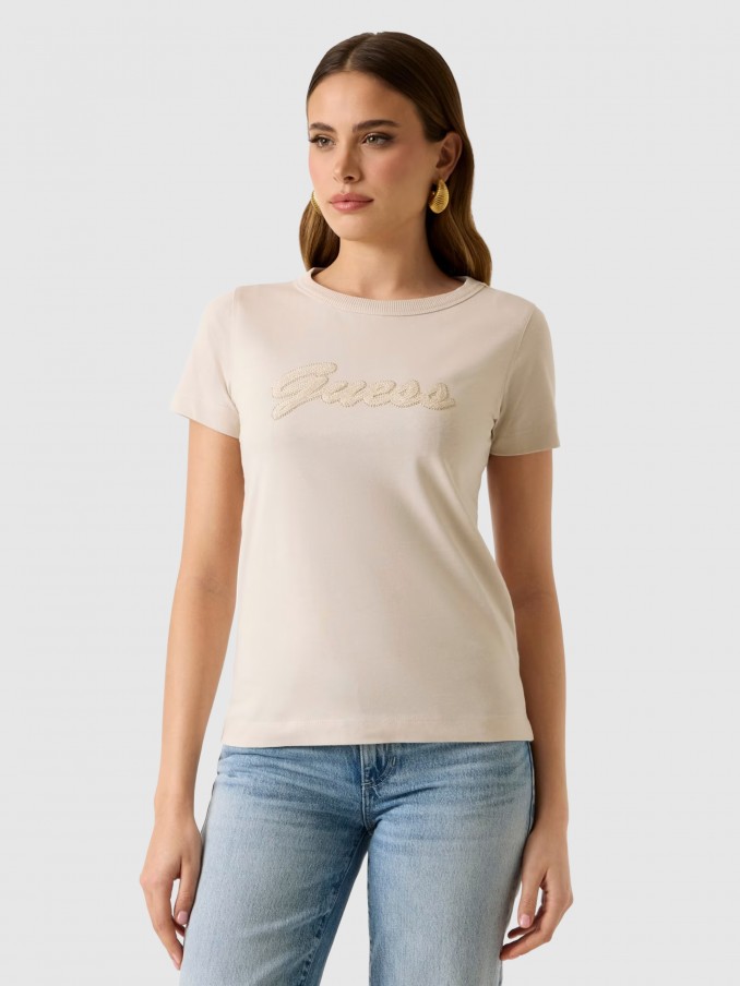 Camiseta Mujer Crema Guess