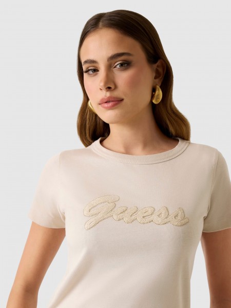 Camiseta Mujer Crema Guess