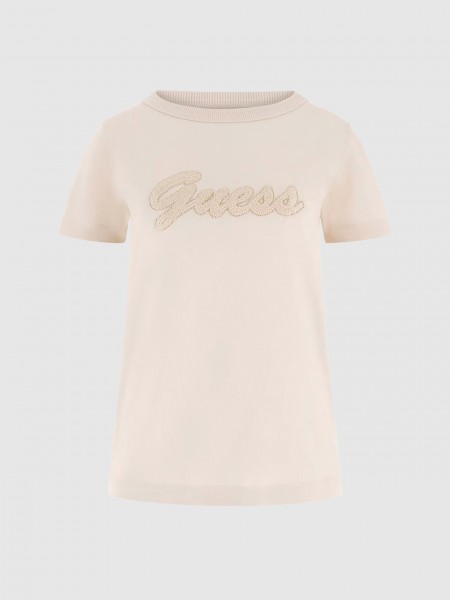 Camiseta Mujer Crema Guess