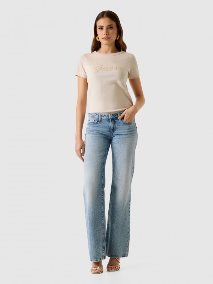 Camiseta Mujer Crema Guess