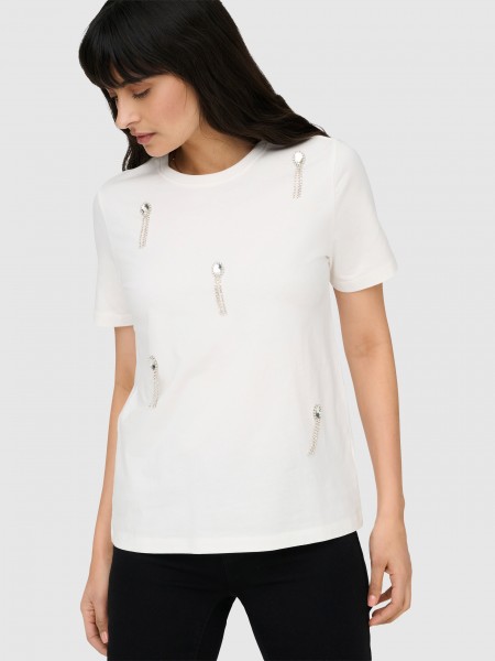 T-Shirt Only Mulher Onlfilizza Life S/s Stone Top Box Jrs