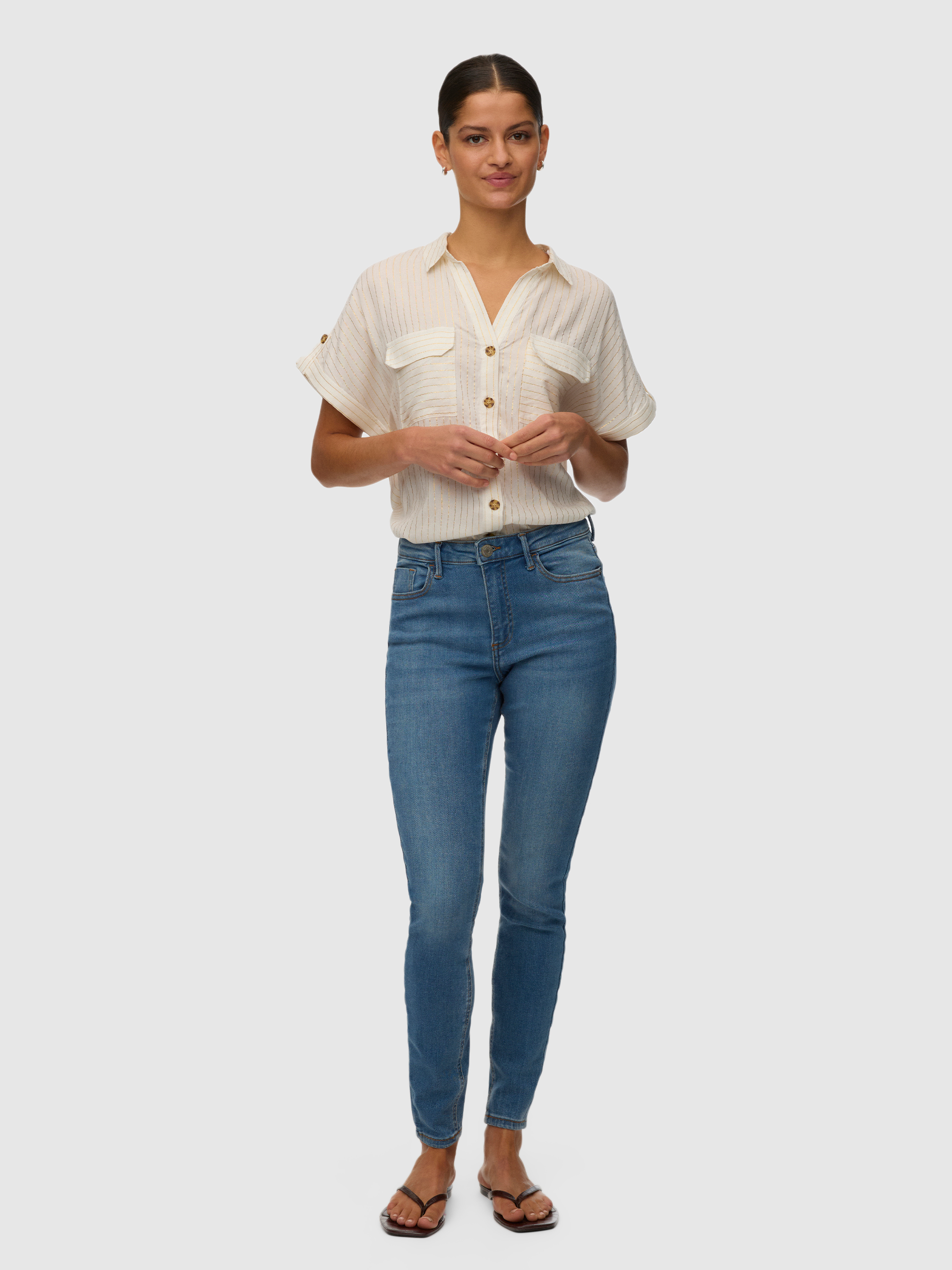 Camisa Vero Moda Mulher Vmbumpy Ss Shirt Aop Wvn Noos