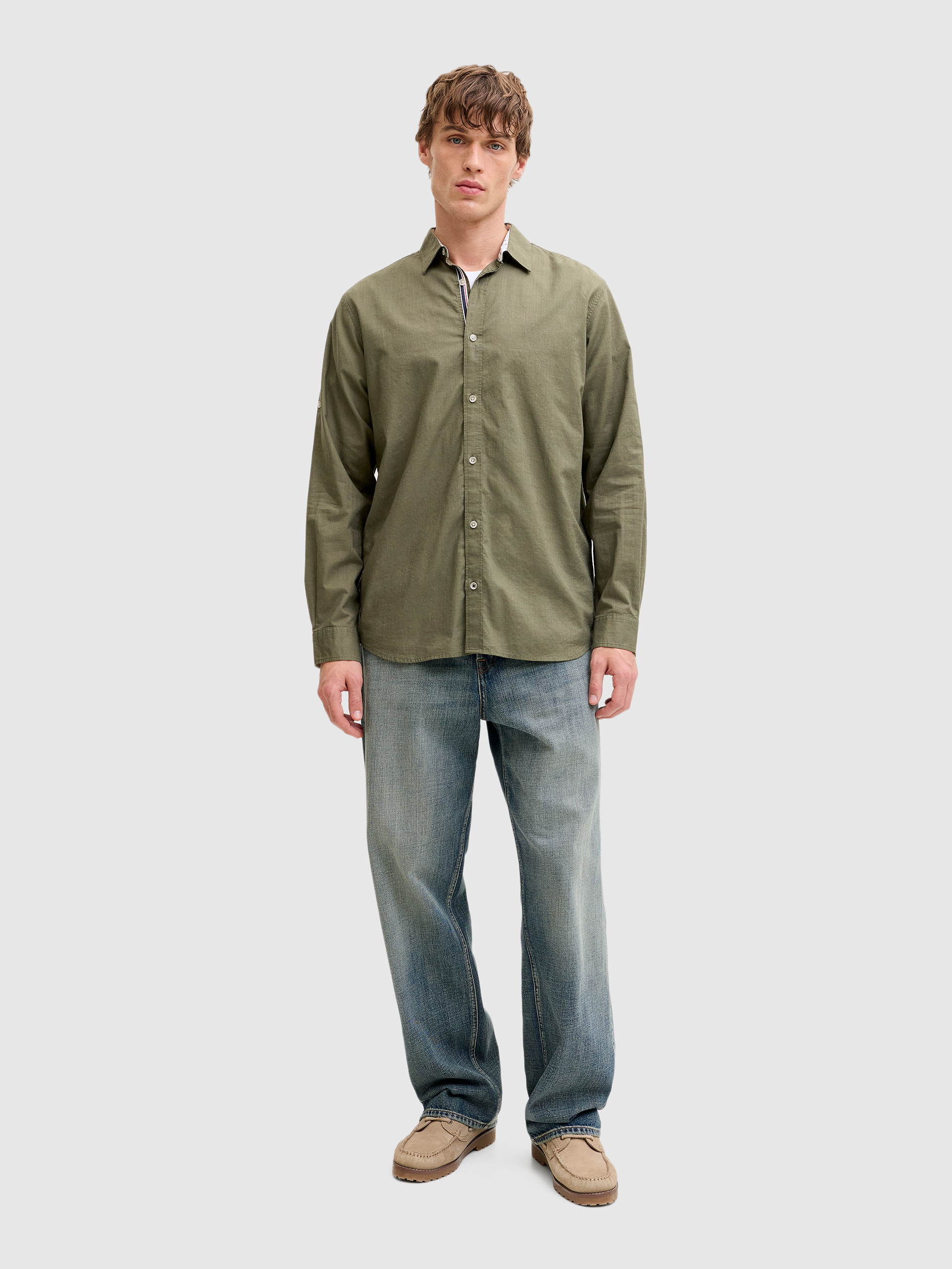 Camisa Jack & Jones Homem Jjhenry Slub Detail Shirt Ls