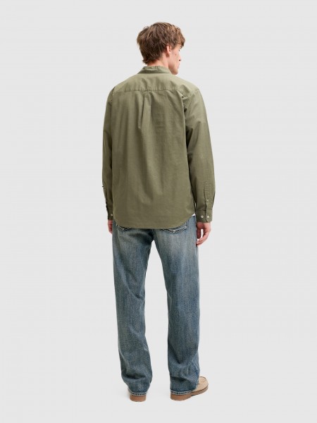 Camisa Jack & Jones Homem Jjhenry Slub Detail Shirt Ls