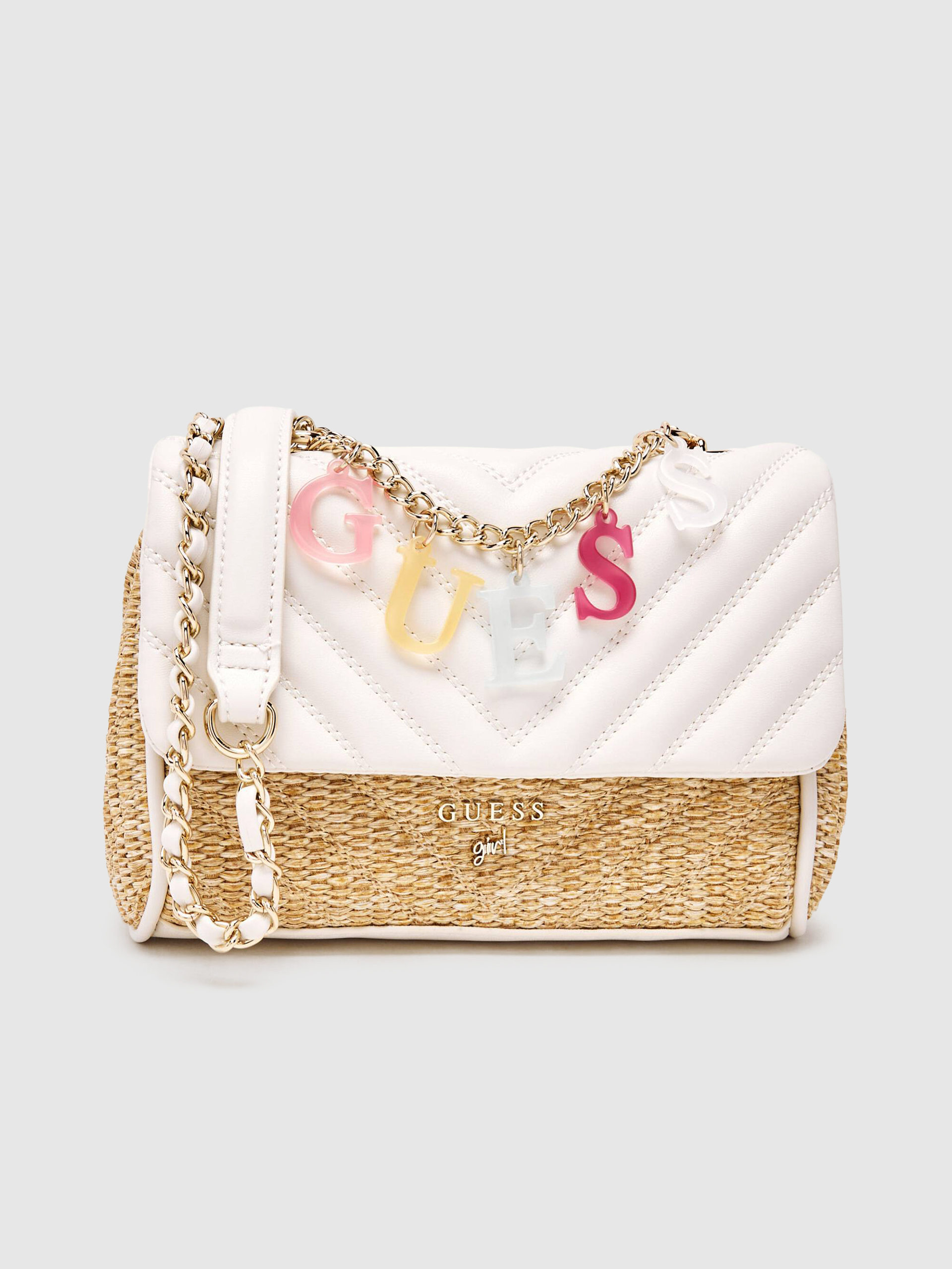 Mala Guess Menina Straw Crossbody Flap Bag