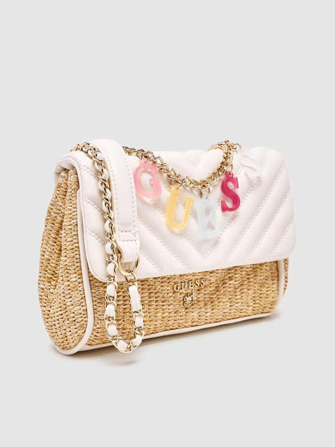 Mala Guess Menina Straw Crossbody Flap Bag