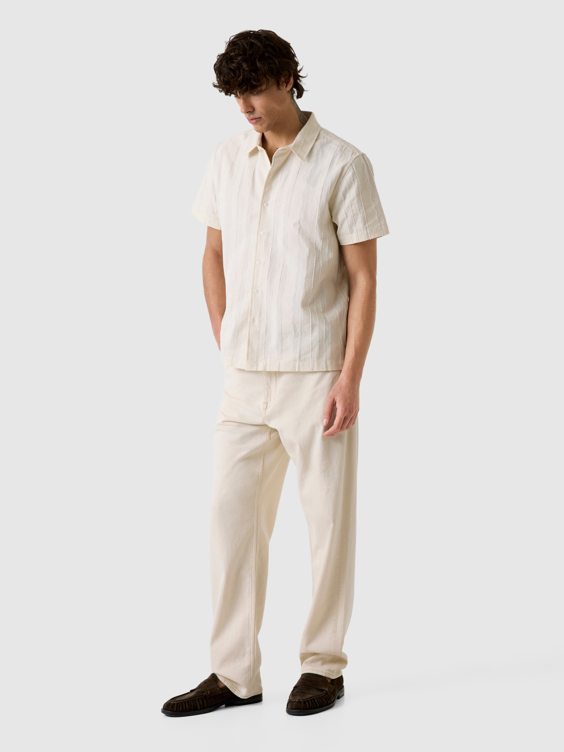 Camisa Hombre Crema Guess