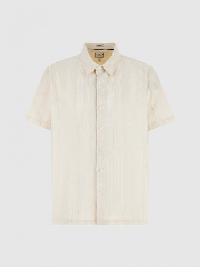 Camisa Hombre Crema Guess