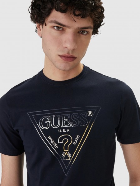 T-Shirt Guess Homem Cn Ss Triangle Hd Multicolor T