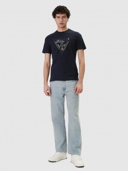 T-Shirt Guess Homem Cn Ss Triangle Hd Multicolor T
