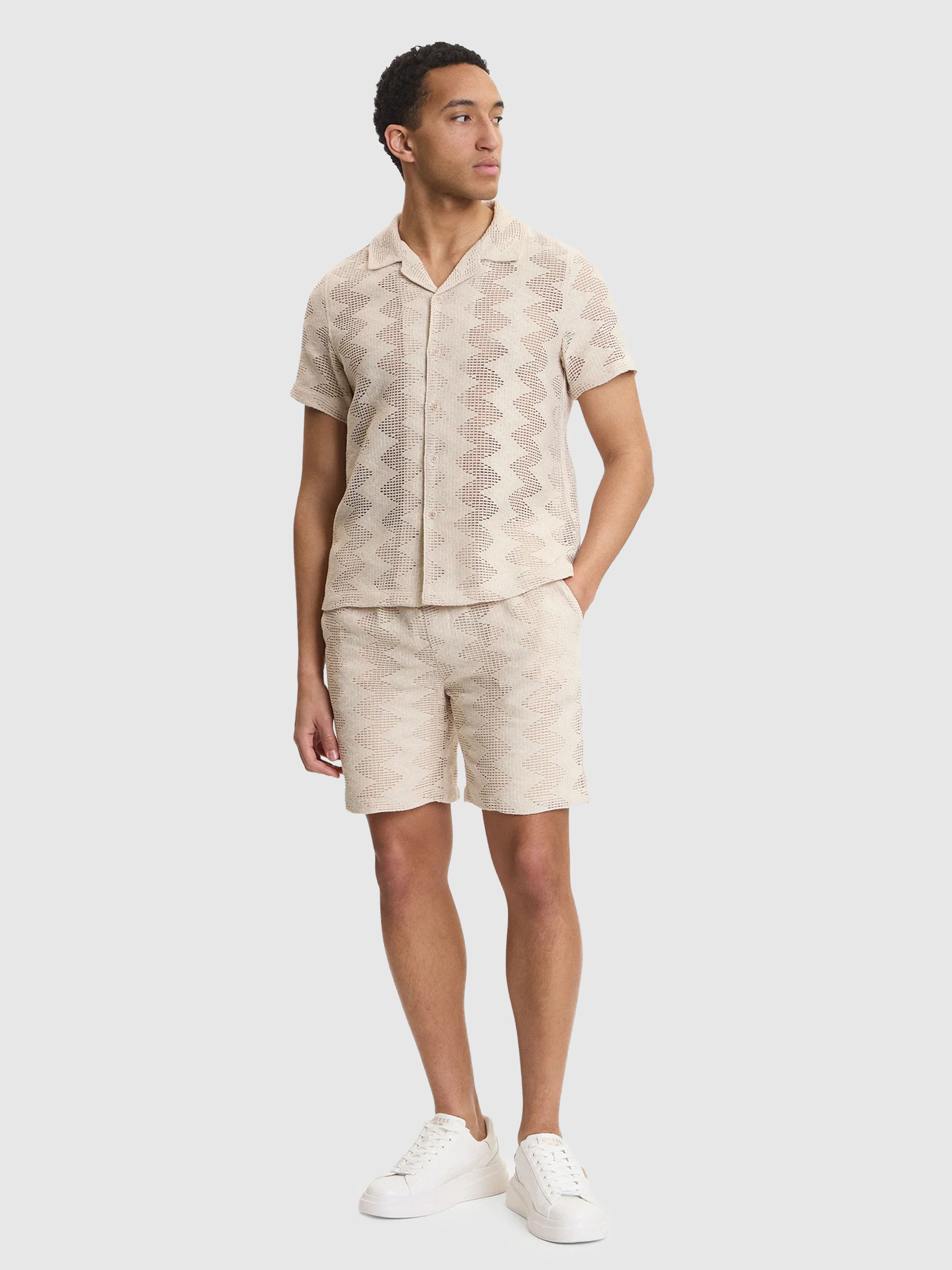 Camisa Hombre Crema Guess