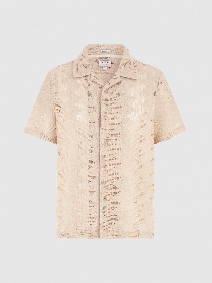 Camisa Hombre Crema Guess