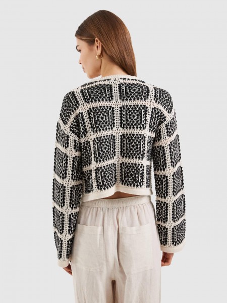 Casaco Only Mulher Onlloa Ls String Crochet Cardigan Rp Knt
