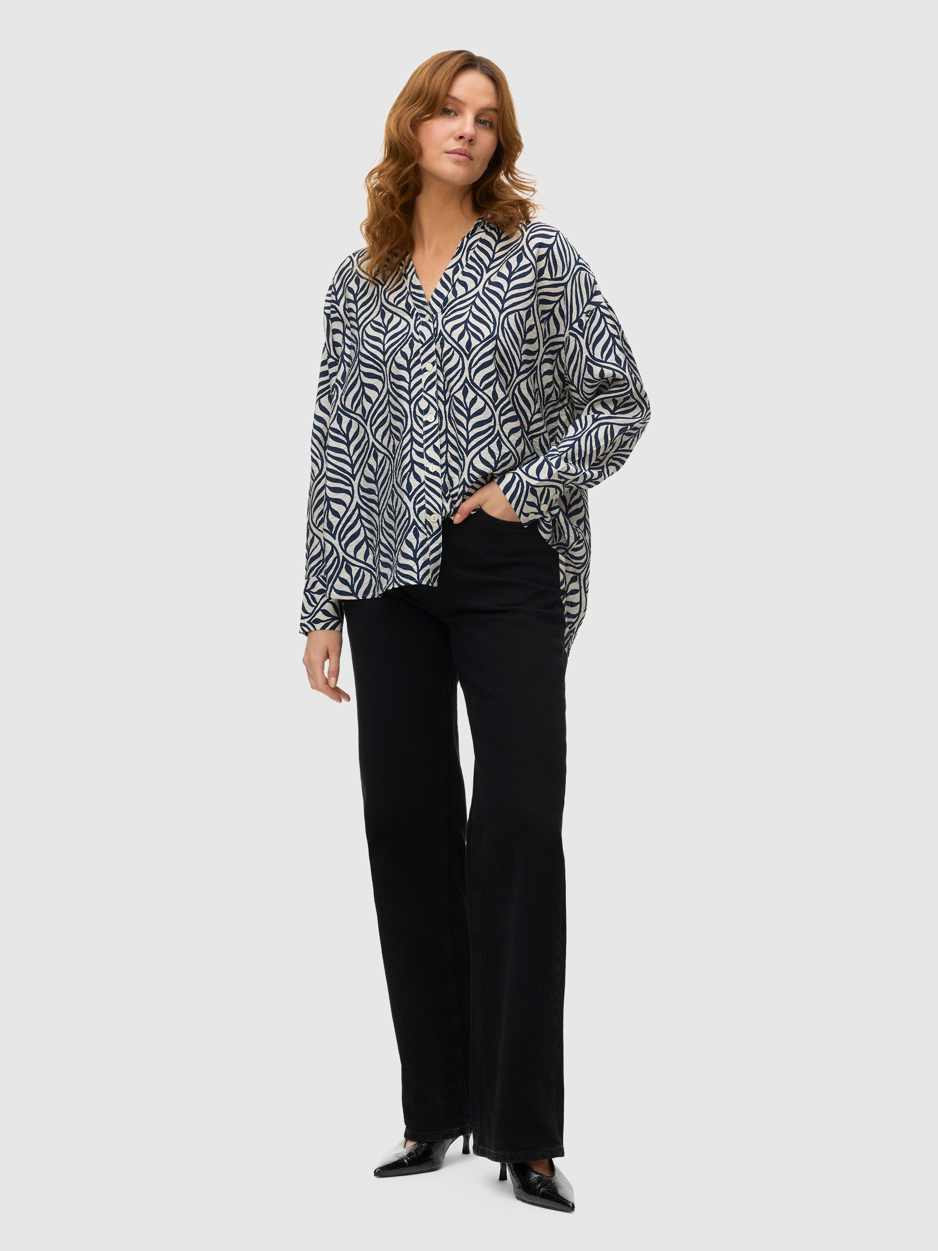 Camisa Vero Moda Mulher Vmjosie Ls Oversize Shirt Wvn Ga