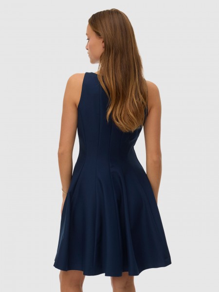 Dress Woman Navy Blue Vero Moda Dress Woman Navy Blue Vero Moda