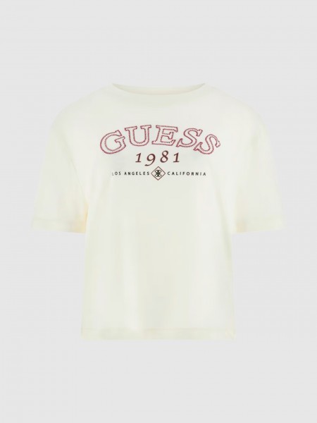 T-Shirt Guess Mulher Arianna Ss Cn Boxy T-Shirt