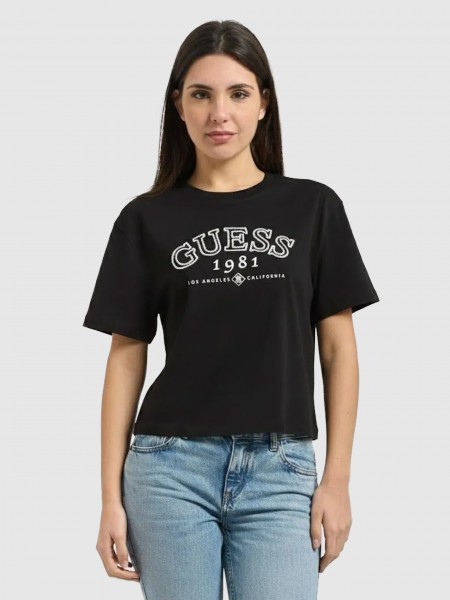 T-Shirt Guess Mulher Arianna Ss Cn Boxy T-Shirt