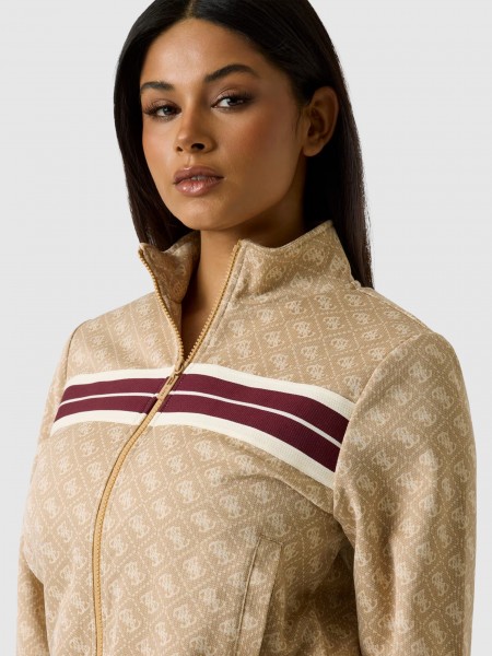 Casaco Guess Mulher 4G Jacquard Full Zip Sweatshir