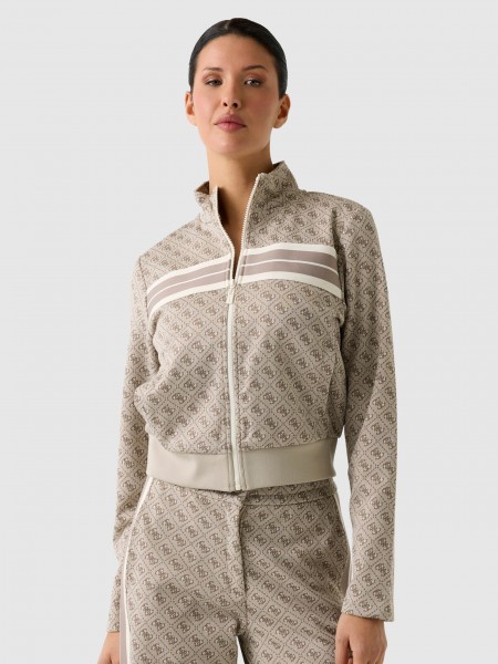 Casaco Guess Mulher 4G Jacquard Full Zip Sweatshir